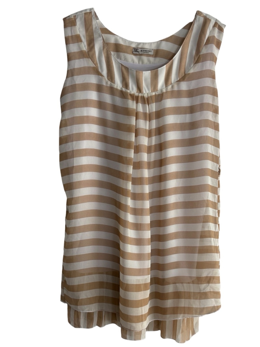 BURBERRY Striped Sleeveless Tunic in Beige/White -- No SIZE or FABRIC TAGS - Picture 5 of 14